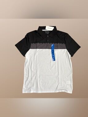 Calvin Klein Polo Shirt Size Large Quick Dry Wicking Split Hem Short Sleeve NWT